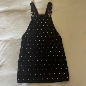 PRICE DROP Top Shop Corduroy Overall Dress navy with white polka dots
